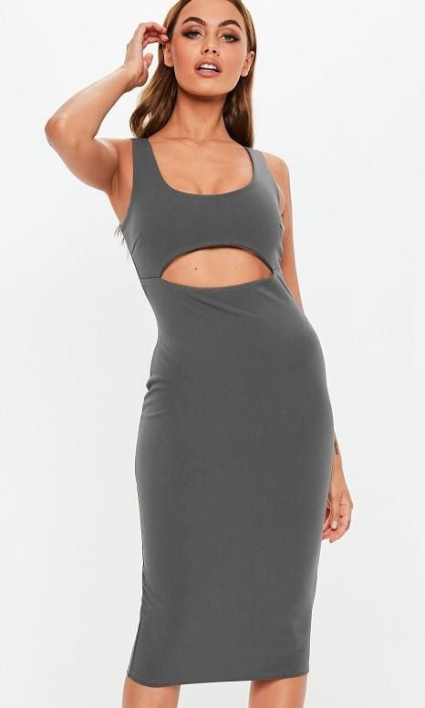 Grey Stappy Cut Out Bodycon Midi Dress by Missguided