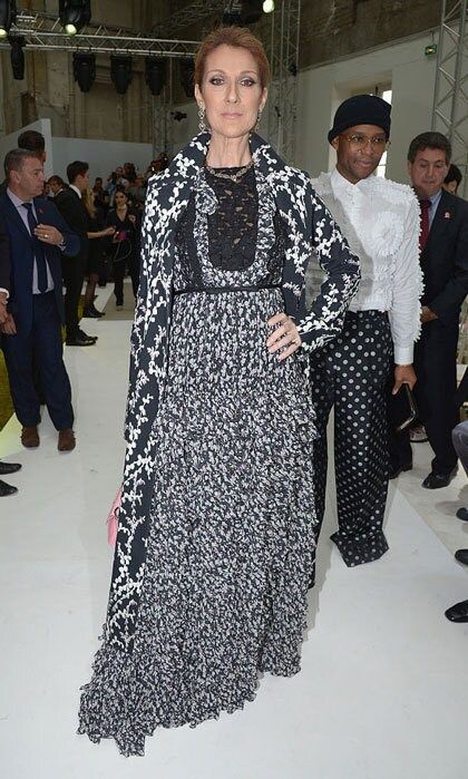 Celine looked glamorous in a tiered ruffle floor-length gown by Giambattista Valli during Paris Haute Couture Week.
<br>
Photo: Dominique Charriau/WireImage