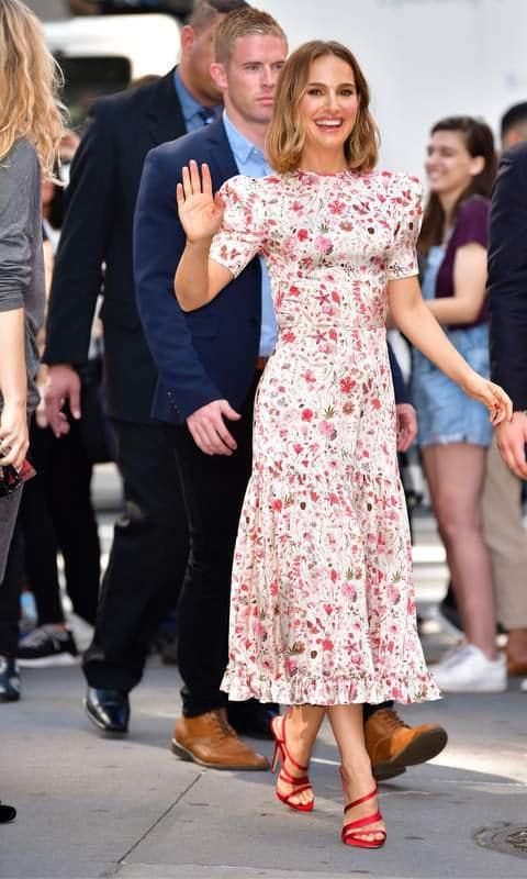 Natalie Portman pink floral dress