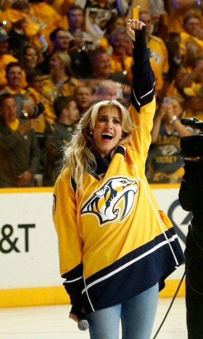 June 11: Faith Hill represented for Smashville and America as she sung the <i>National Anthem</i> ahead of game six of the Stanley Cup finals, which saw the Nashville Predators fall short to the Pittsburgh Penguins who clenched their third consecutive Stanley Cup win.
Photo: Justin K. Aller/Getty Images