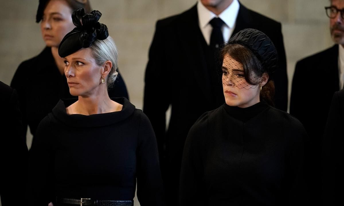 Princess Anne's daughter Zara Tindall, next to her cousin Princess Eugenie, who is Prince Andrew's youngest daughter