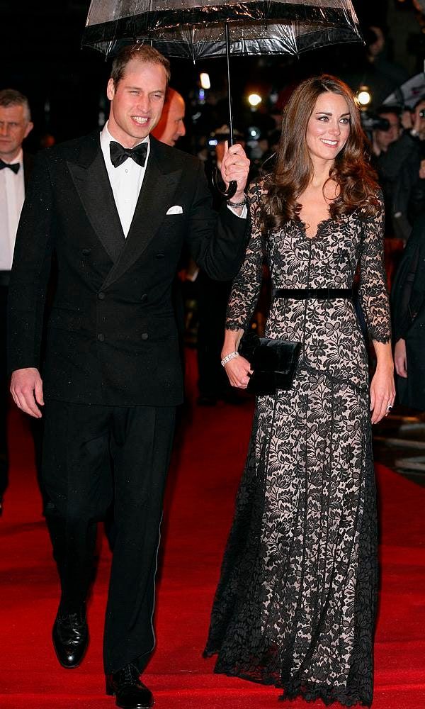 Kate Middleton in a black lace Temperley London dress