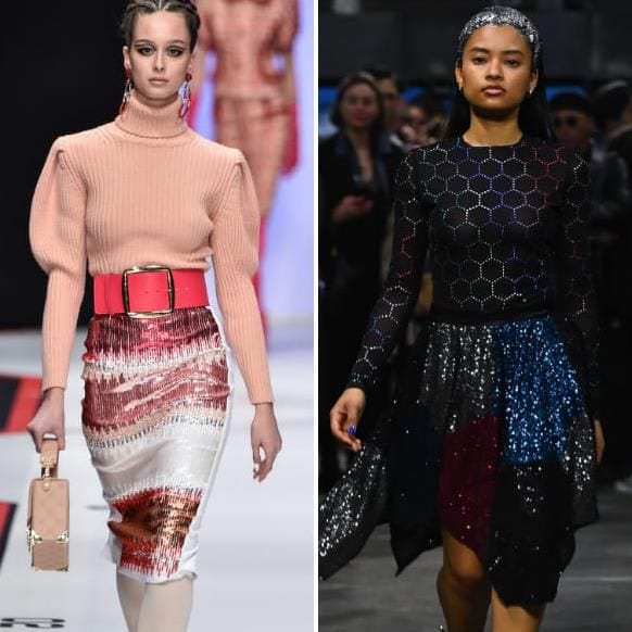 Sequins were spotted on Elisabetta Franchi’s catwalk and in Tokyo