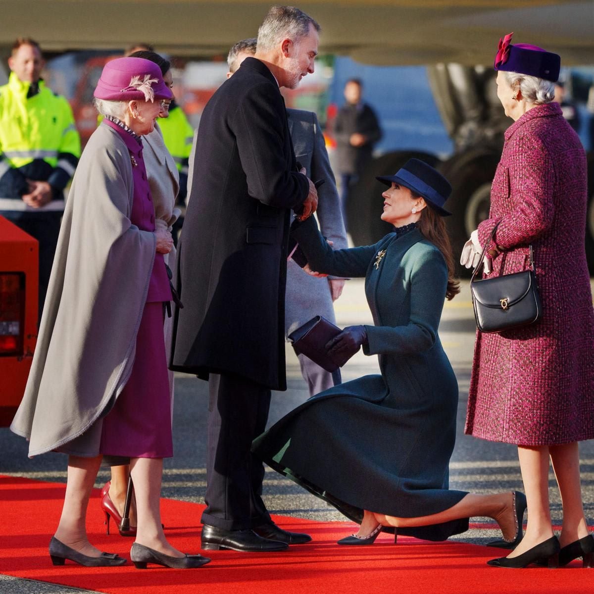 The Spanish King and Queen were welcomed by members of the Danish royal family