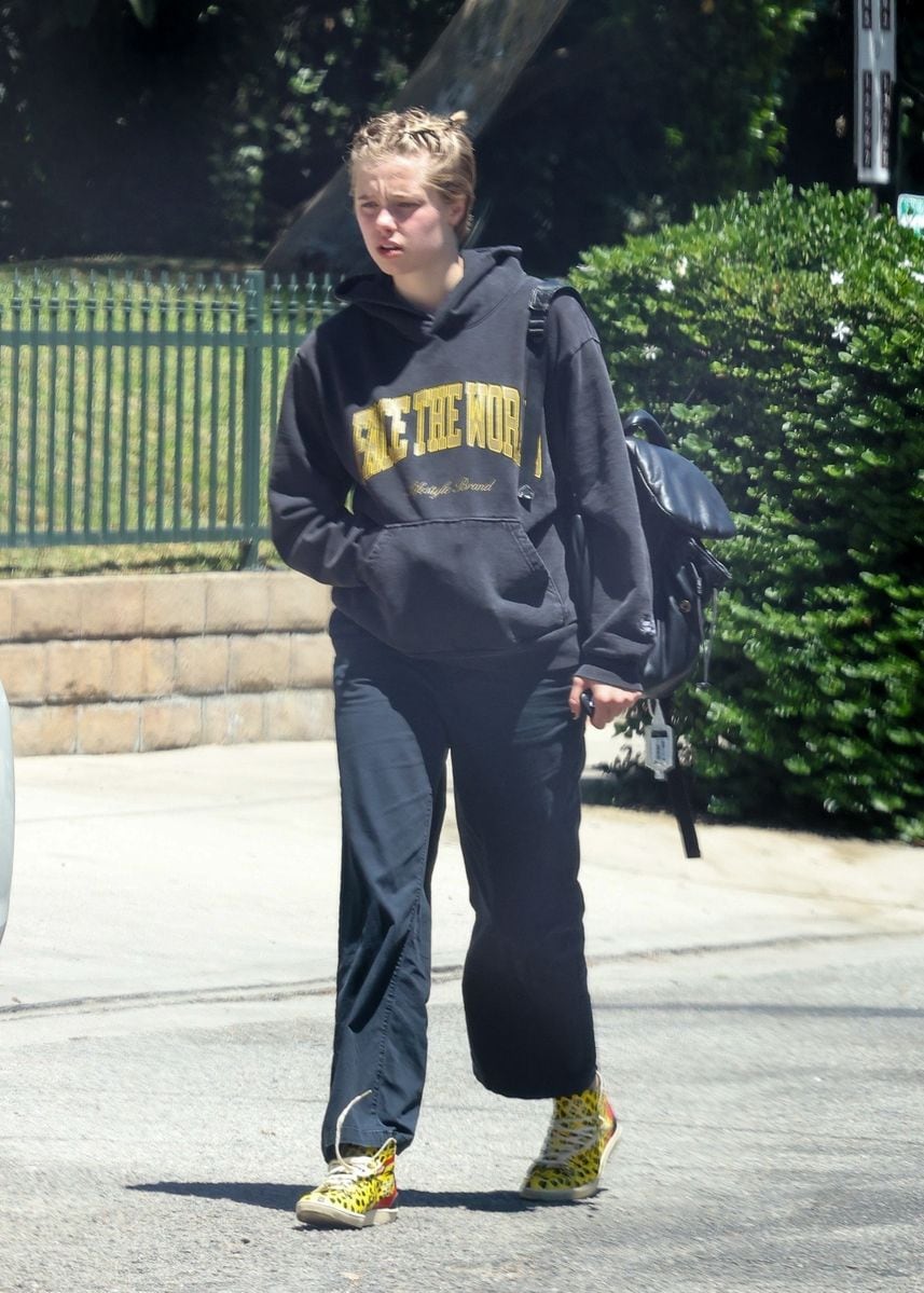 Shiloh Jolie-Pitt is pictured exiting a friend's home in L.A.