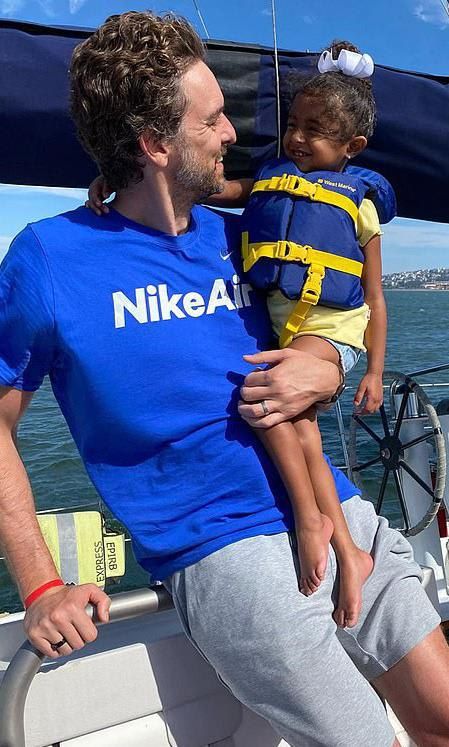 Uncle Pau: Kobe Bryant's Pau Gasol recently spent time with Natalia, Capri and Bianka out on the water of the San Francisco Bay