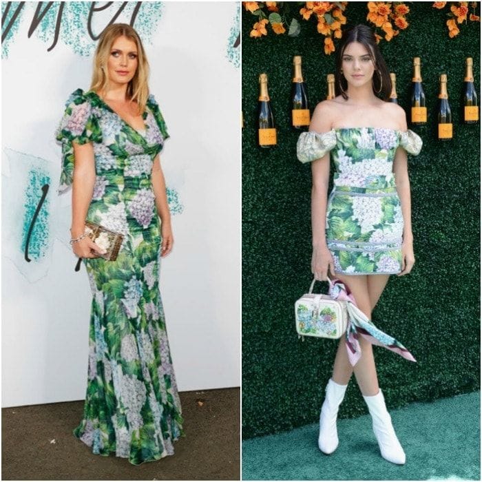 She may not be a royal but this twinning moment deserves an honorable mention! Princess Diana's niece and cousin to Princes William and Harry, <a href="https://us.hellomagazine.com/tags/1/lady-kitty-spencer/"><strong>Lady Kitty Spencer</strong></a> wore a longer version of this Dolce & Gabbana dress to the Serpentine Galleries Summer Party. Kendall Jenner stuck to a mini version for the Veuve Clicquot Polo Classic earlier in June 2017.
Photo: Getty Images