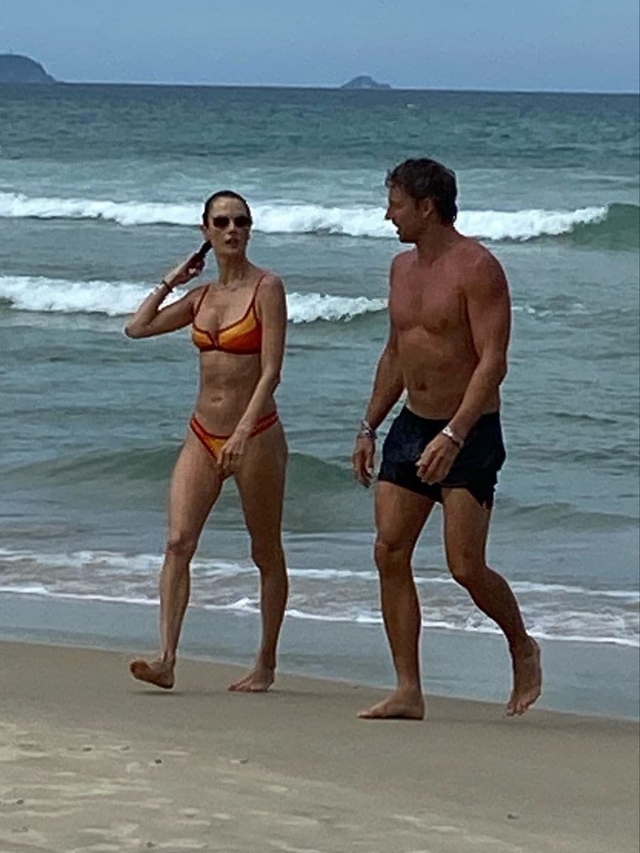 Alessandra Ambrosio and Buck Palmer after going for a swim