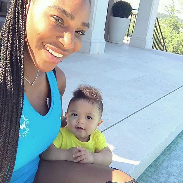 Serena Williams and her baby daughter Olympia
