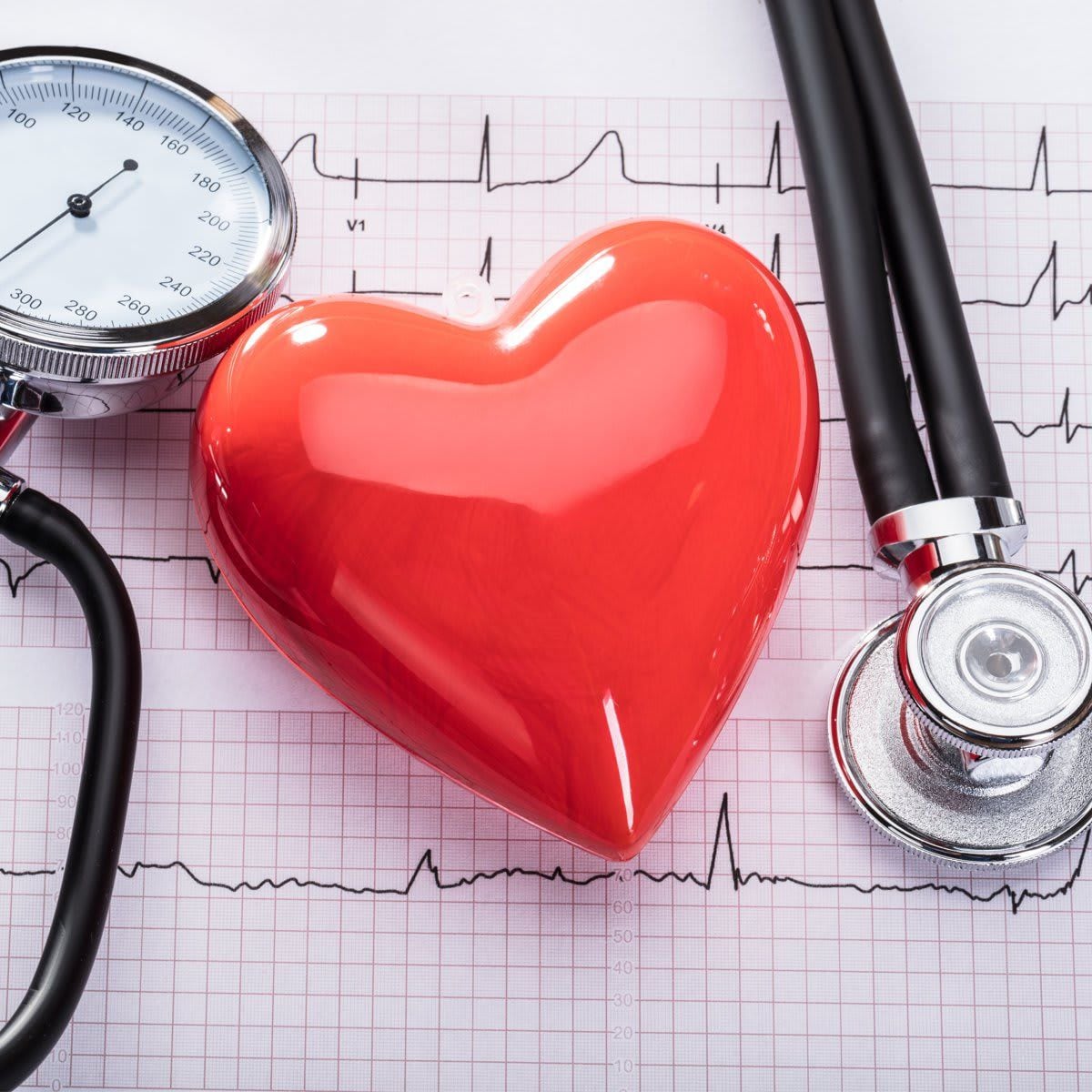 Cardiogram Of Heart Beat And Medical Equipment