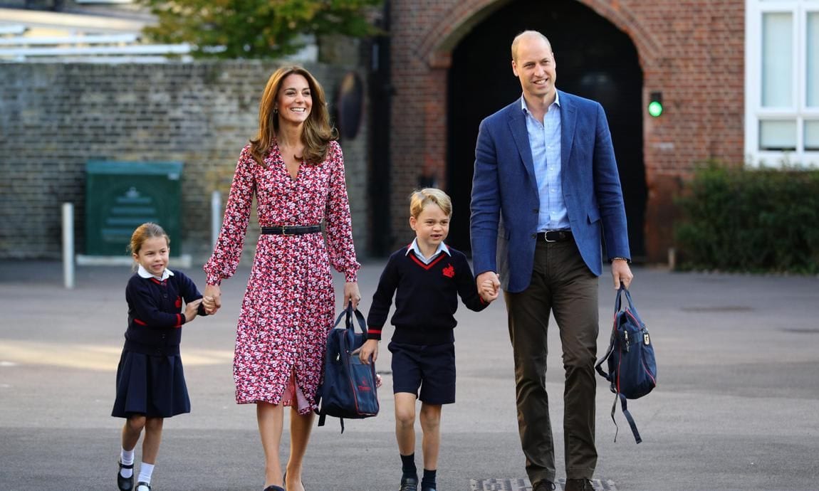 Kate Middleton and Prince William take Prince George and Princess Charlotte to school