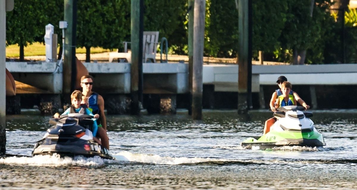  Ivanka Trump takes her son for a fun jet ski ride in Miami, joined by husband Jared Kushner and their children on another watercraft. 