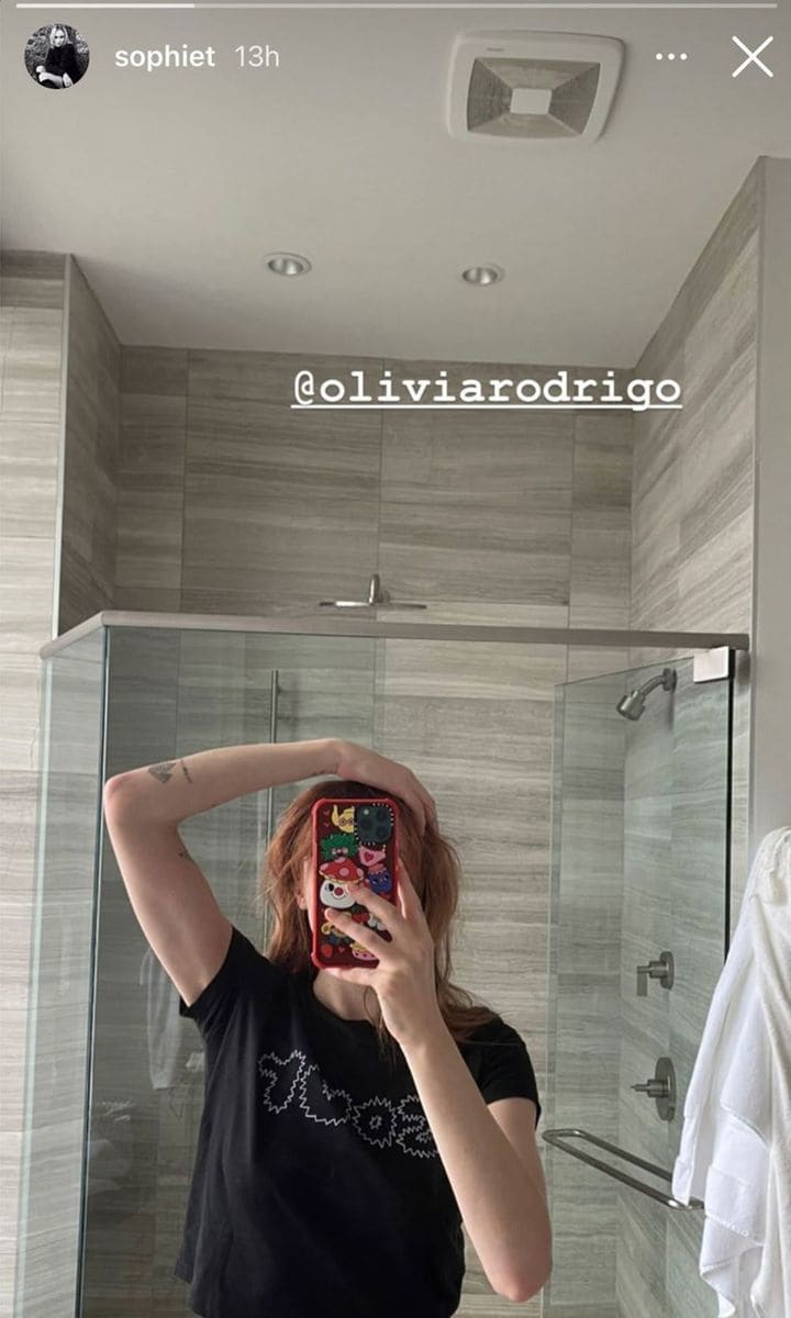 Sophie Turner shows off her newly dyed red hair