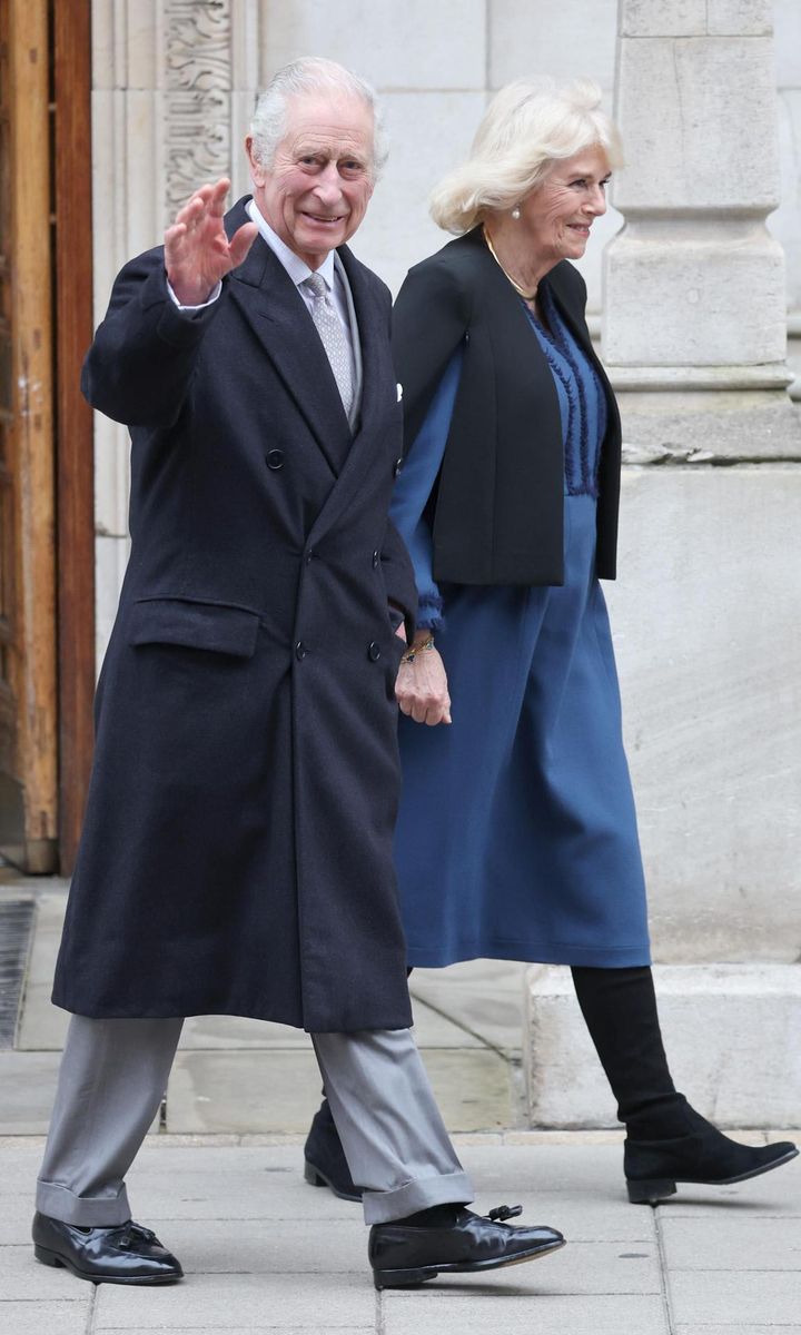 King Charles was pictured leaving the hospital on Jan. 29 with his wife Queen Camilla