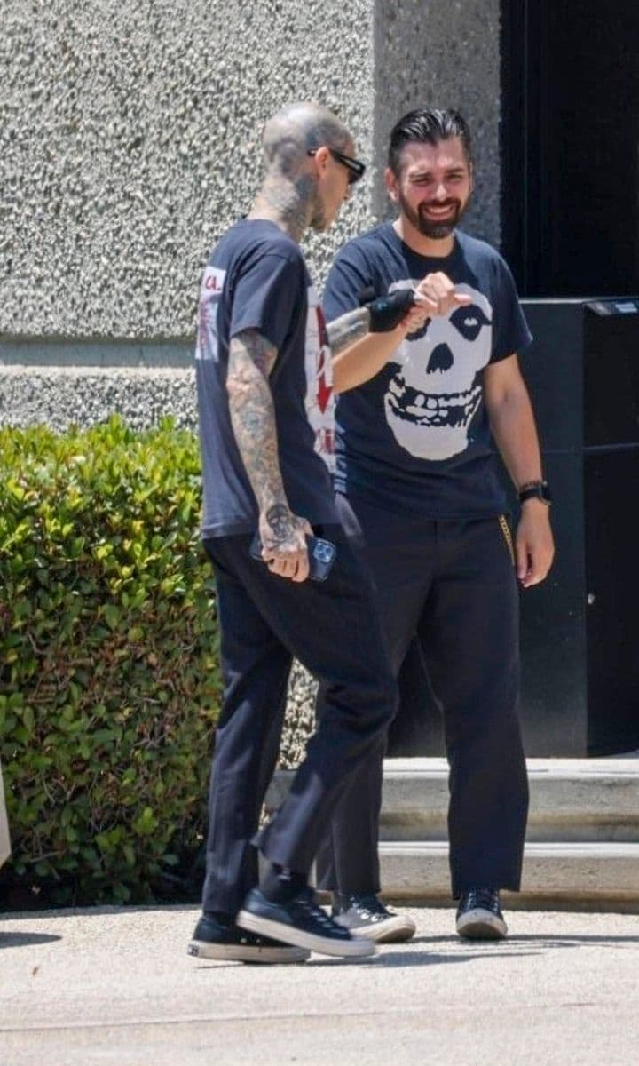 Travis Barker is back to work! The musician is seen at his recording studio after hospital release