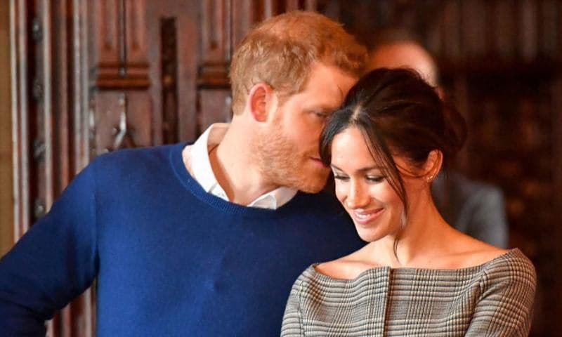 Meghan Markle in off the shoulder tweed