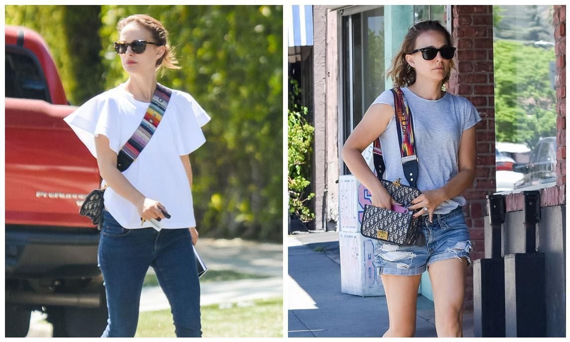 Natalie Portman lleva un bolso clásico como accesorio