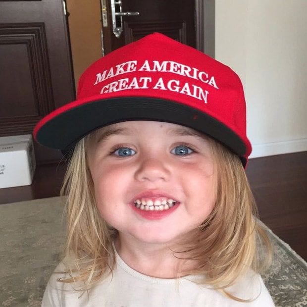 Donald Jr. often shares photos of his adorable children, like this photo of daughter Chloe sporting a Trump campaign hat.
Photo: Twitter/@DonaldJTrumpJr