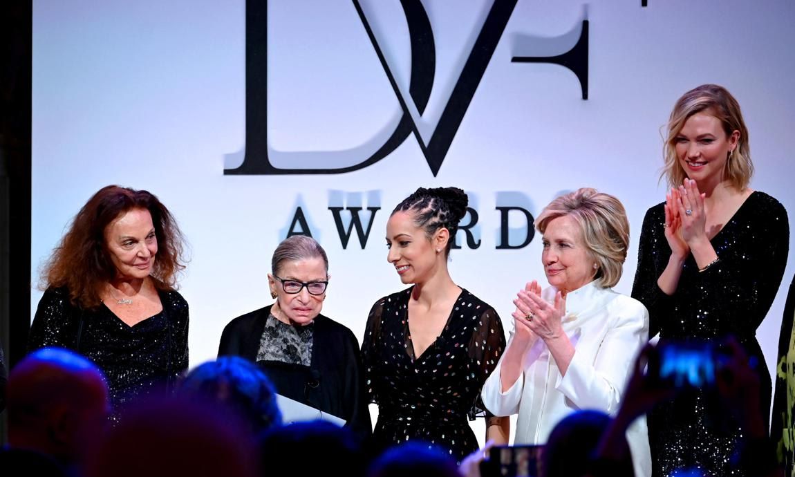 Diane von Furstenberg, Justice Ruth Bader Ginsburg, Ria Tabacco Mar, Hillary Clinton at the DVF Awards 2020