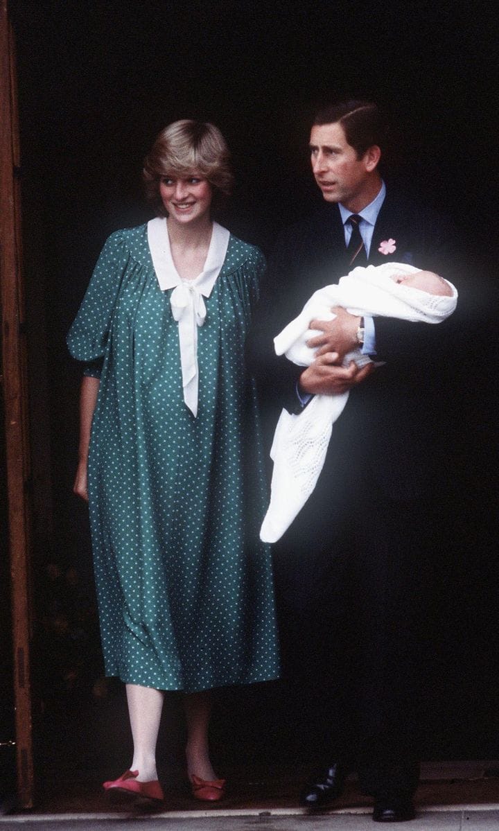 Princess Diana Departs From St Mary's Hospital With Prince William