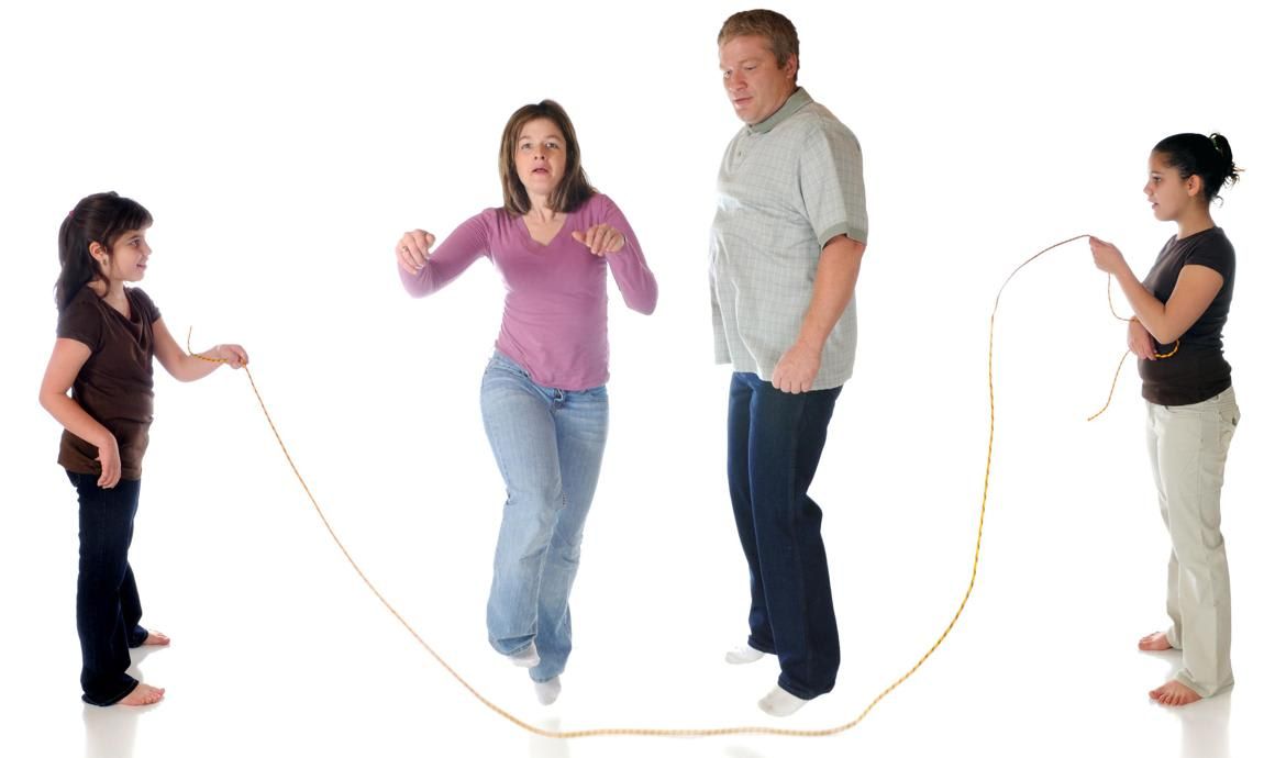 Family with a jump rope