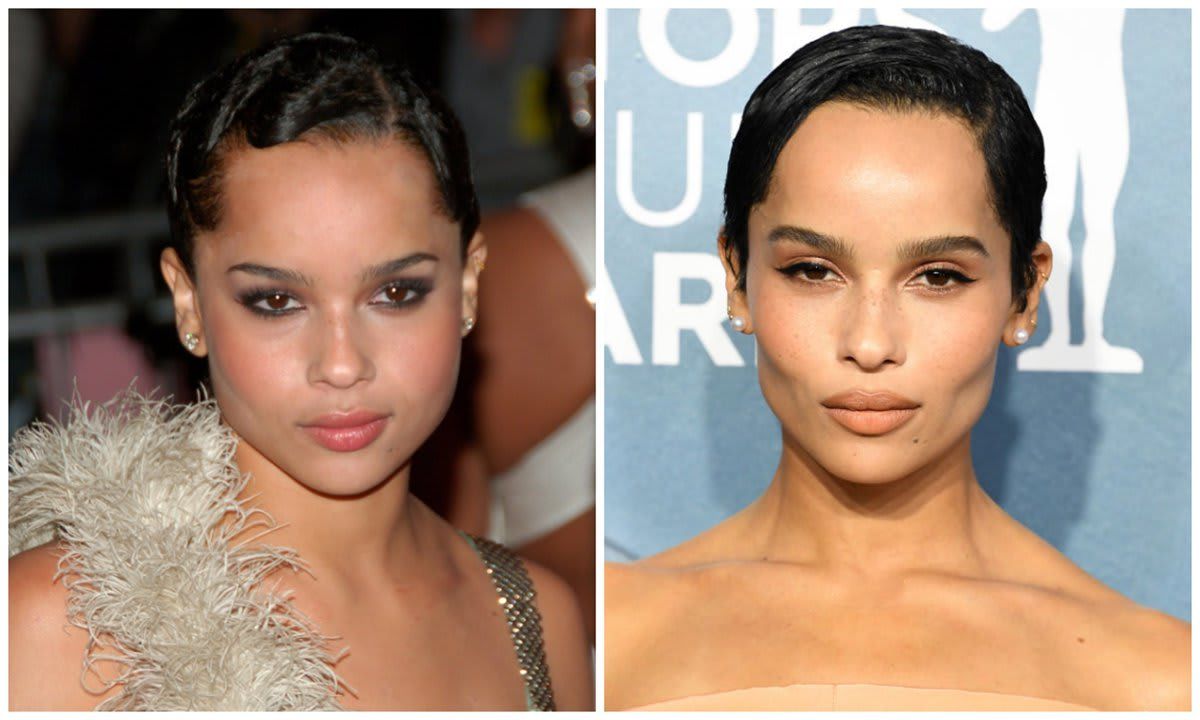 Zoe Kravitz and her makeup before and after