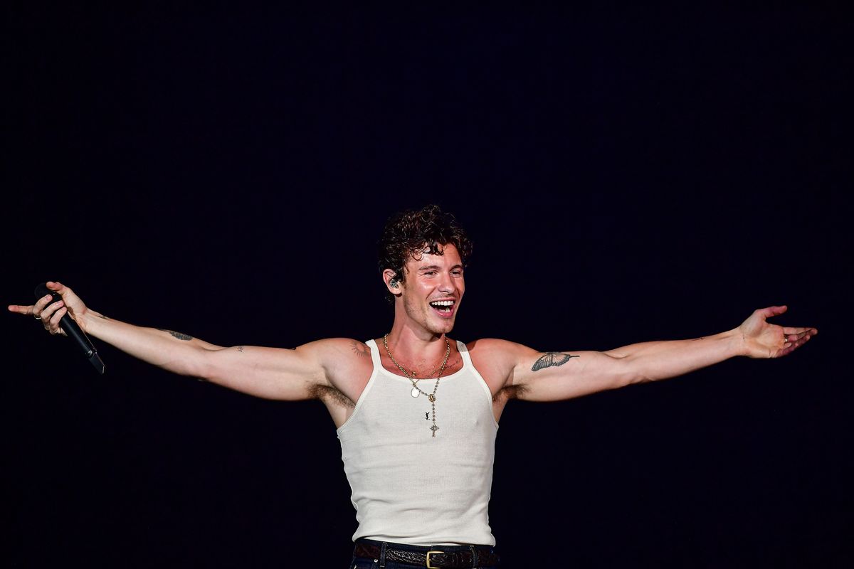 Shawn Mendes performs on the Palco Mundo stage during the Rock In Rio Brasil Festival 