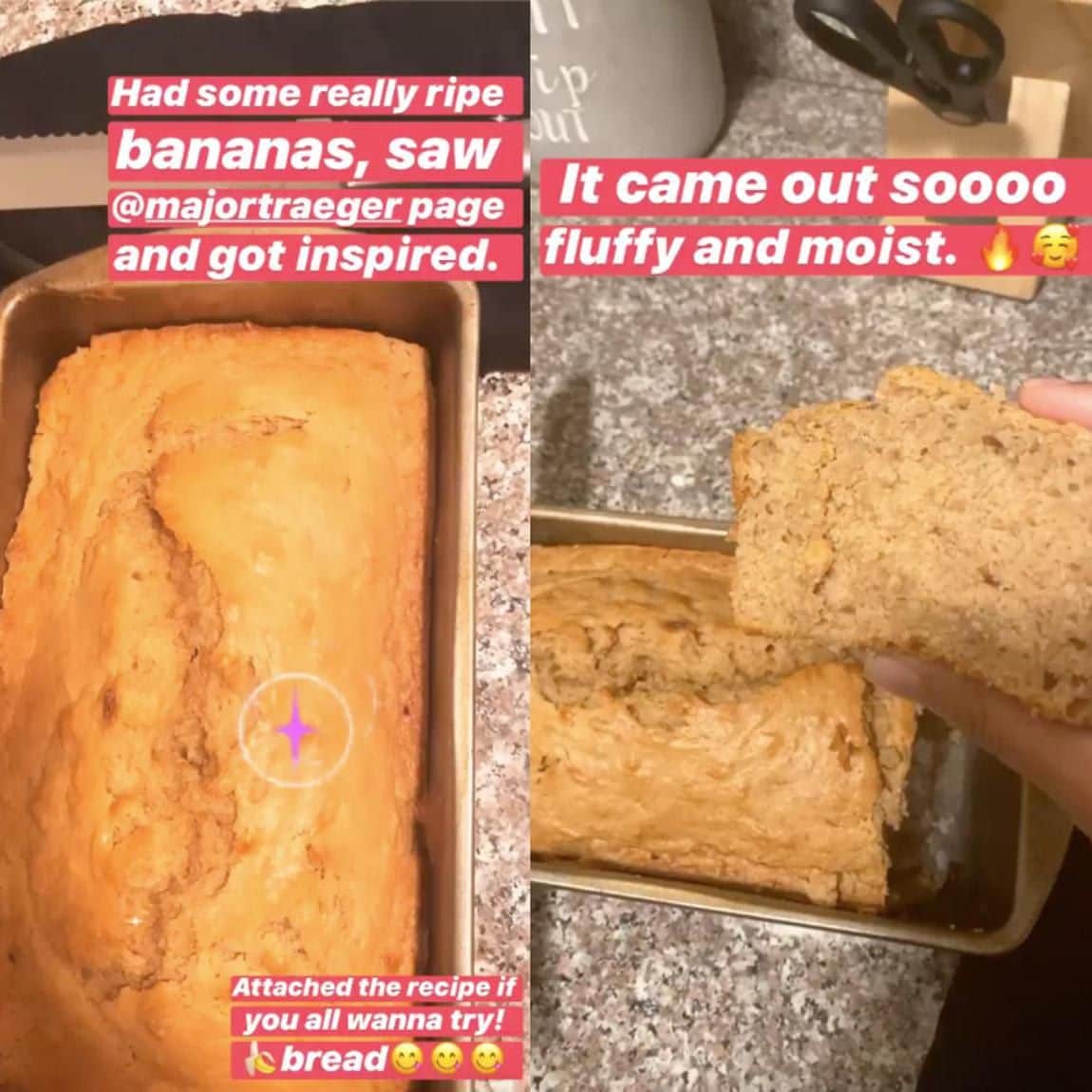 Julissa Calderon shares a picture of banana bread that she made