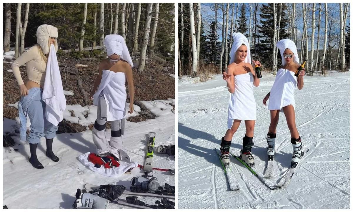 Lele Pons and Anitta defy Aspen’s freezy temperatures while skiing wrapped in towels