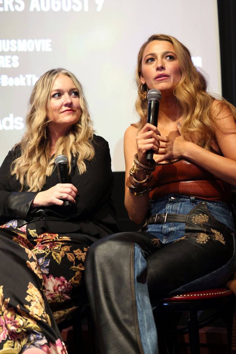 NEW YORK, NEW YORK - AUGUST 05: (EXCLUSIVE COVERAGE) Colleen Hoover and Blake Lively seen at a META screening of IT ENDS WITH US at The Roxy Hotel on August 05, 2024 in New York City. (Photo by Eric Charbonneau/Getty Images for Sony Pictures) 