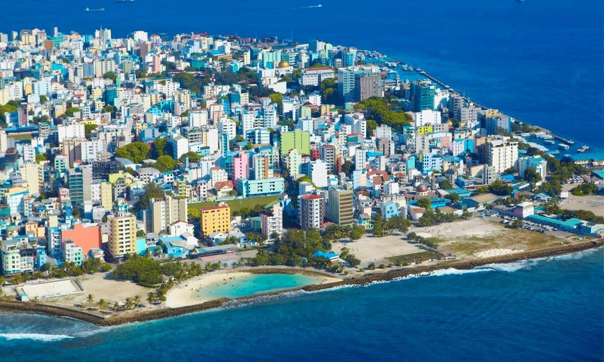 Maldives, aerial view of the capital Male