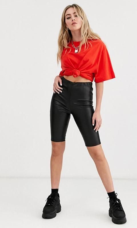 Faux leather short leggins by Noisy May