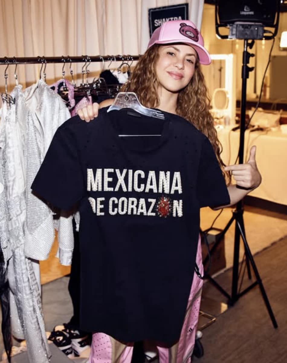 Shakira shared a photo with a shirt that read "Mexican at heart"