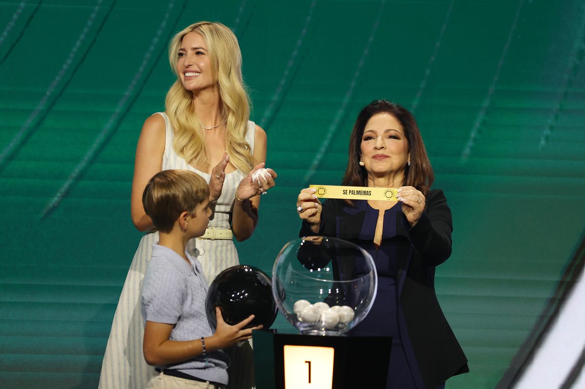 Ivanka Trump, her son Theodore, and Gloria Estefan at the FIFA World Cup Draw