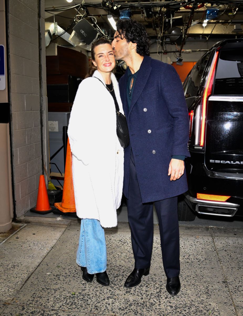 NEW YORK, NEW YORK - DECEMBER 10: Justin Baldoni and Emily Baldoni are seen outside "ABC Studio"on December 10, 2024 in New York City. (Photo by Raymond Hall/GC Images)