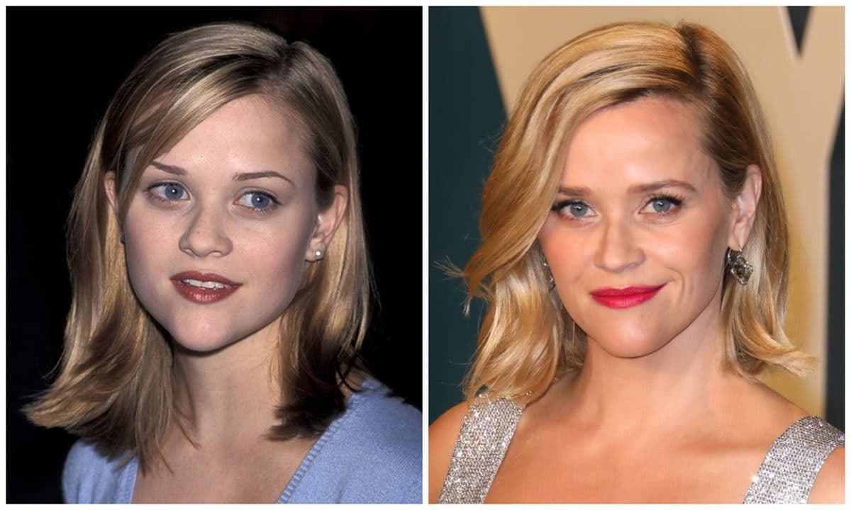 Reese Witherspoon and her makeup before and after