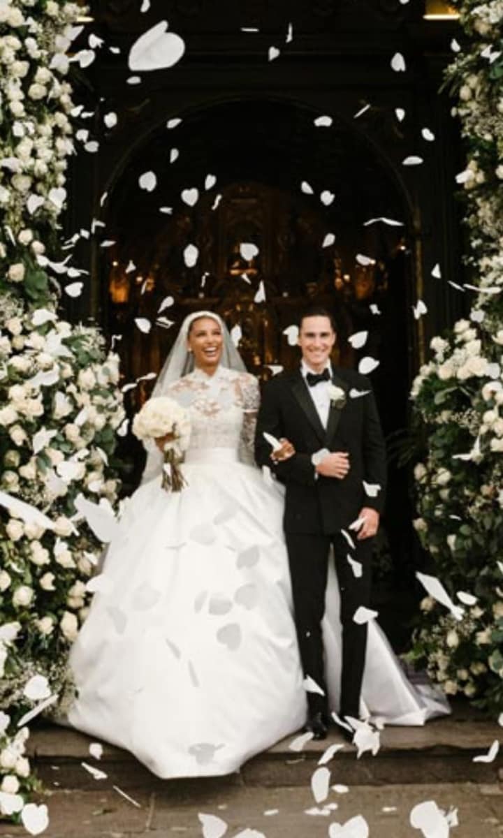 Jasmine Tookes marries Juan David Barrero wearing a dress inspired by Grace Kelly