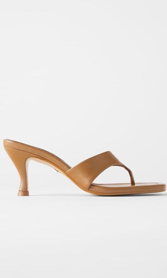 Thong-style brown leather sandals