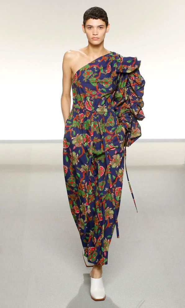 Floral print jumpsuit runway look