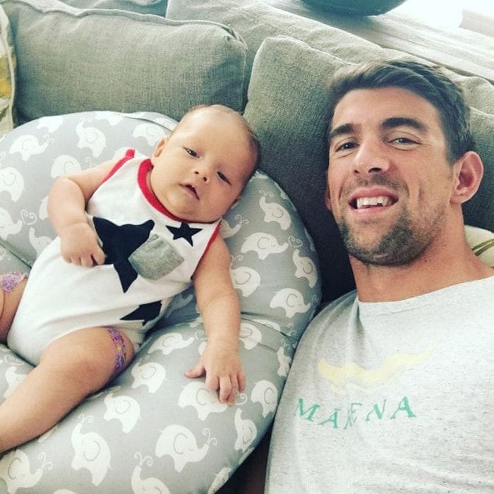 Boomer tuned in to watch the women's gymnastic trials with his Olympian dad after visiting the doctor's office.
<br>
Photo: Instagram/@boomerrphelps