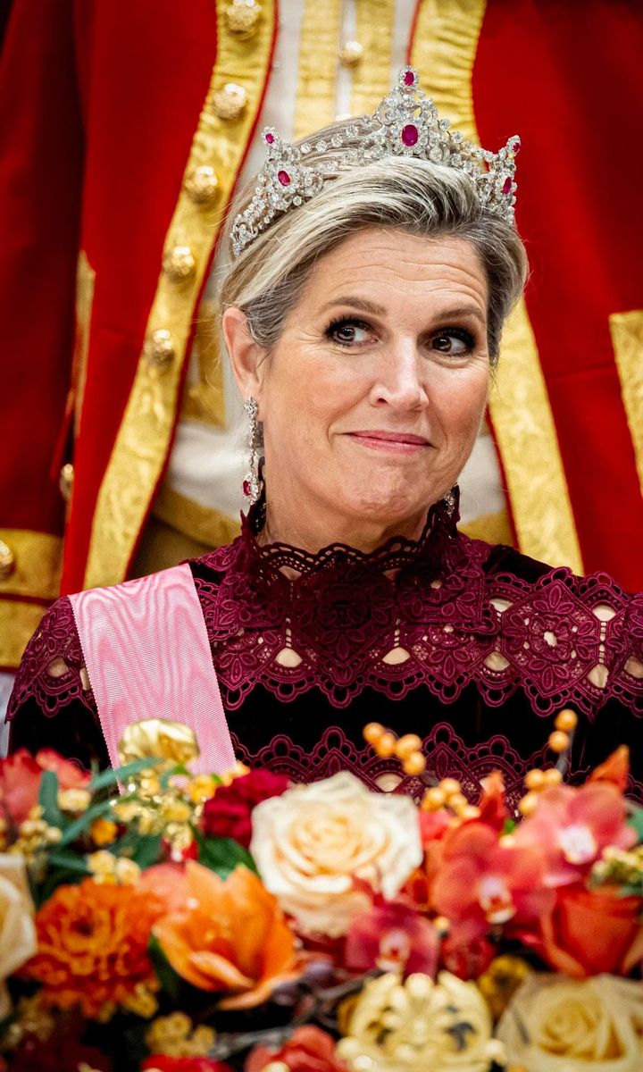 The Dutch Queen dazzled wearing the Mellerio Ruby Parure tiara