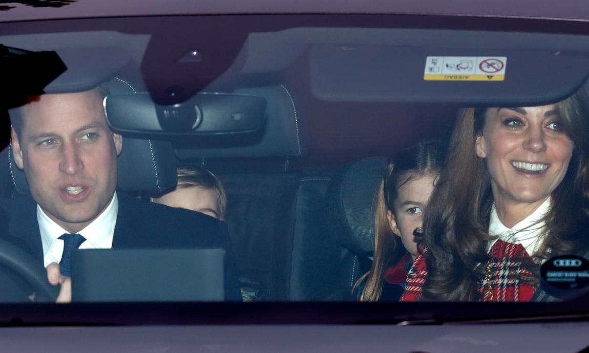 Prince William and Kate Middleton all smiles leaving Queen Elizabeth's Christmas lunch