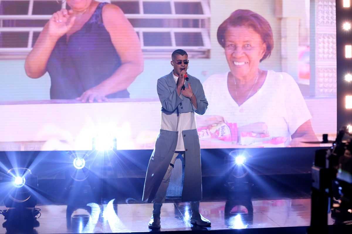 Bad Bunny performs "Estamos Bien" on September 26, 2018 -- (Photo by: Andrew Lipovsky/NBCU Photo Bank/NBCUniversal via Getty Images via Getty Images)