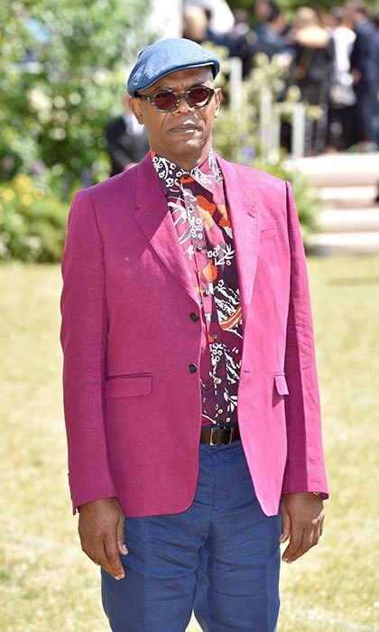 Not just for the ladies! Samuel L. Jackson proved that men can wear pink as he rocked this cool jacket at the the Burberry Prorsum Men's Fashion Show at Kensington Gardens in London.
Photo: MATT CROSSICK/ EMPICS Entertainment