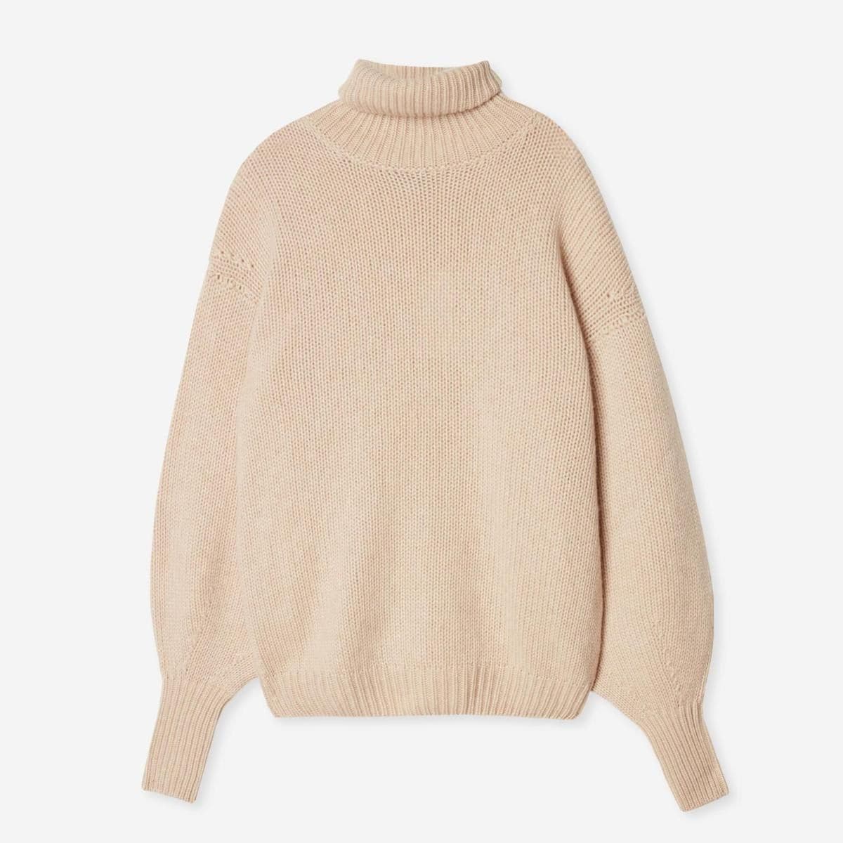 Falconeri Ultrasoft Cashmere Turtleneck Sweater with Balloon Sleeves In Light Vanilla