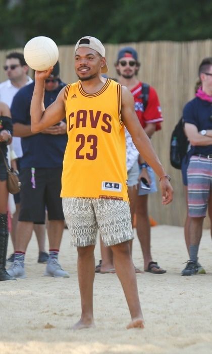 June 10: Chance the Rapper didn't want any problems on the volleyball court during his warm up game at The Oasis Mixed by Bacardi event at Bonnaroo in Manchester, Tennessee.
Photo: BFA/Angela Pham