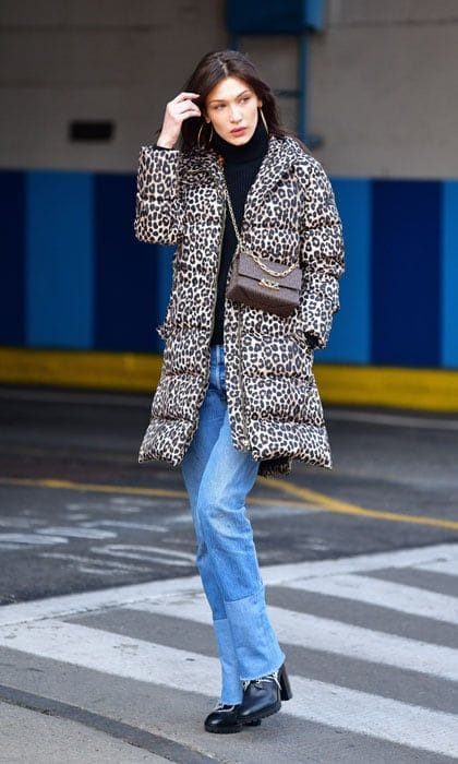 Bella Hadid wearing leopard print