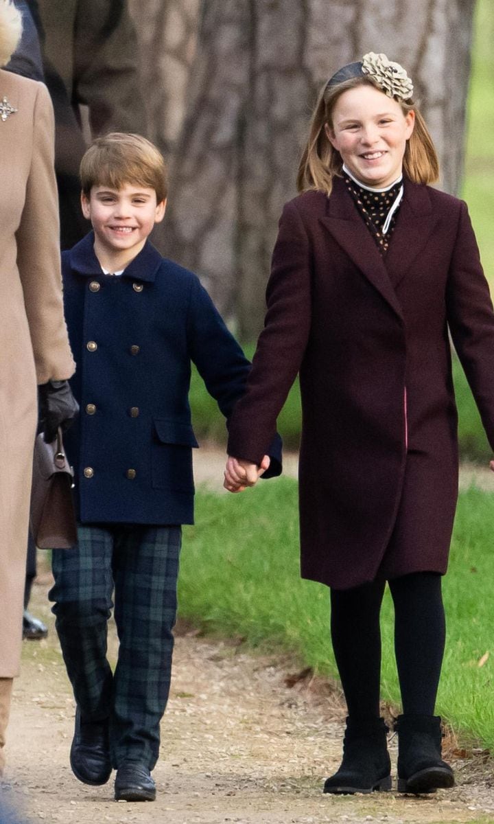 Louis strolled hand-in-hand with his cousin Mia Tindall on Christmas Day.