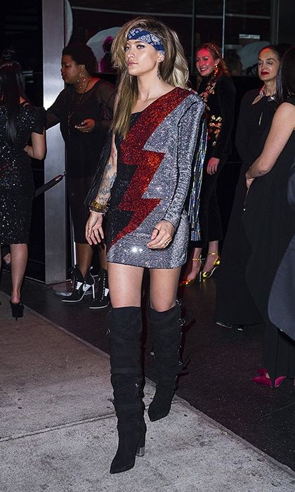 Paris Jackson channelled 1980s rocker chic at the Balmain after party at Boom Boom Room at the Standard Hotel.
Photo: TheStewartofNY/GC Images