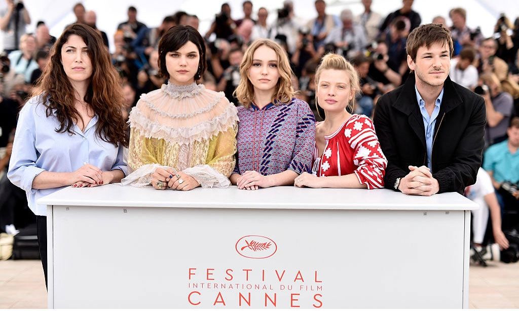 <i>The Dancer or La Danseuse</i> director Stephanie Di Giusto was accompanied by actors Soko, Lily-Rose Depp, Melanie Thierry and Gaspard Ulliel for a photocall at the Palais des Festivals.
<br>
Photo: Getty Images